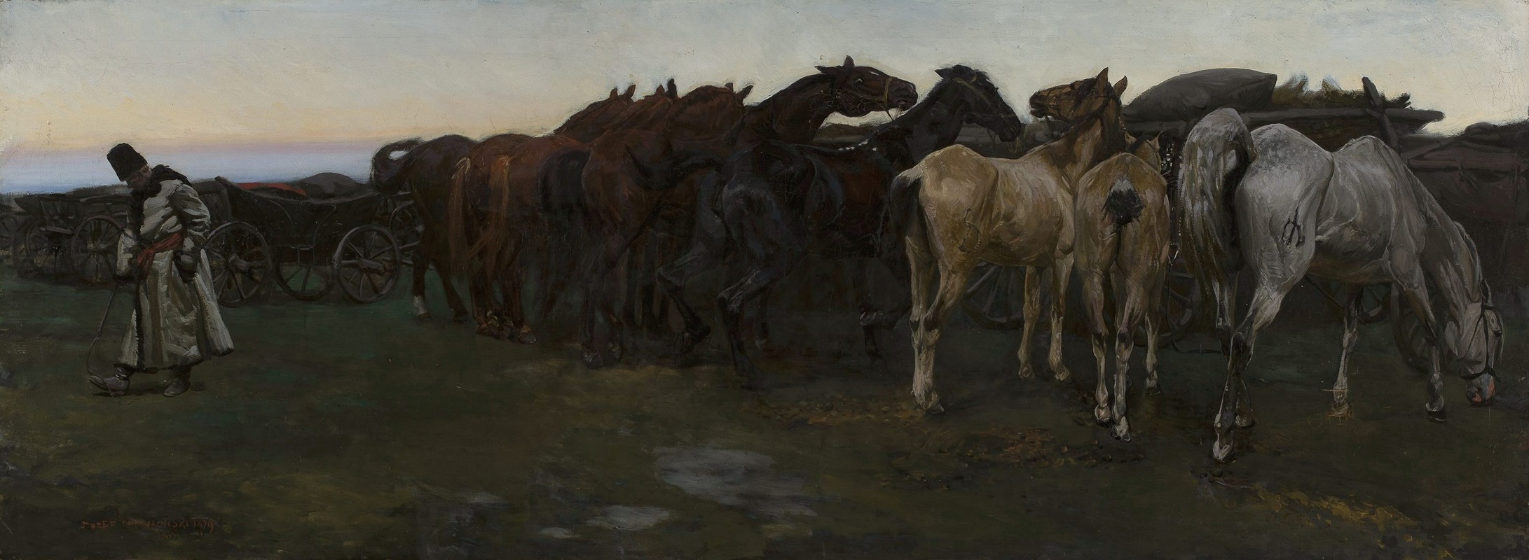 Jozef Chelmonski - Horses at rest