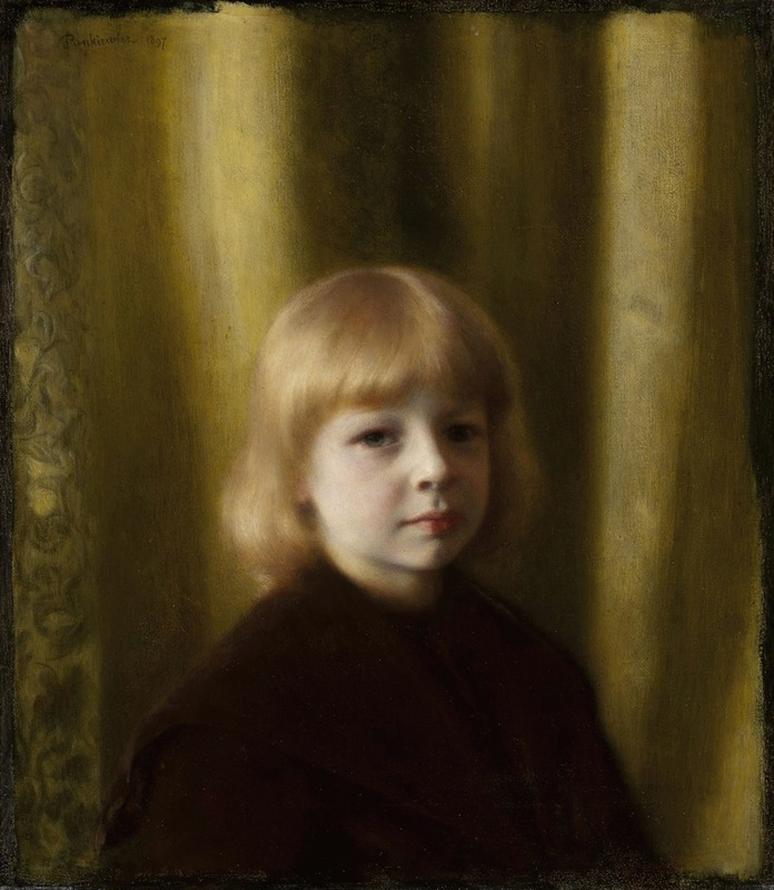Józef Pankiewicz - Portrait of Stefan Polczyński (Portrait of a child, Portrait of a boy against yellowish drapery)