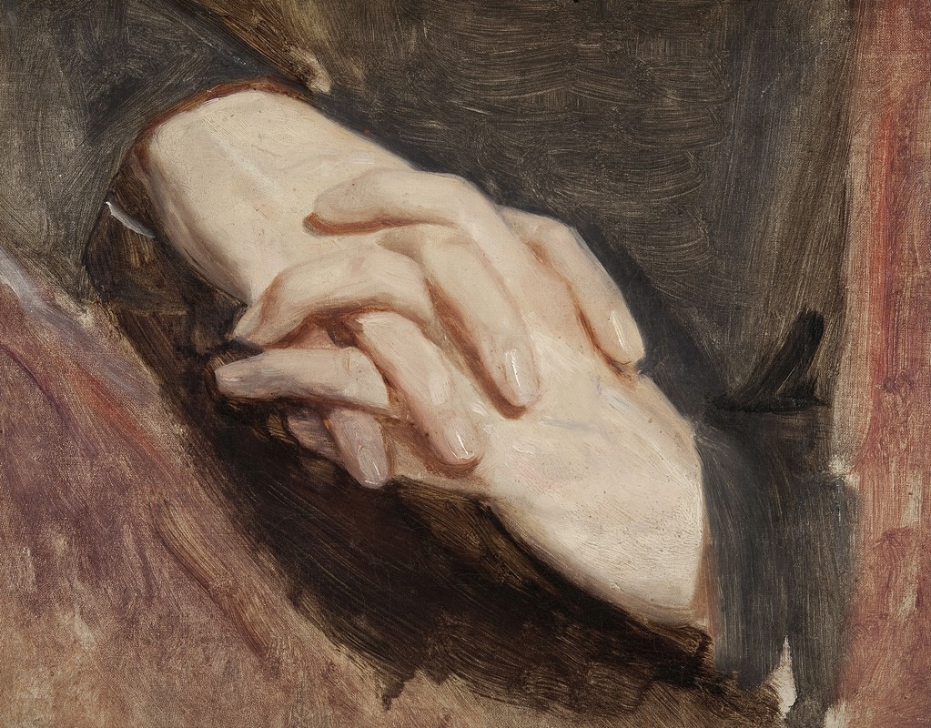 Józef Simmler - Study of the hands of Sigismund Augustus for the painting “Death of Barbara Radziwiłł”