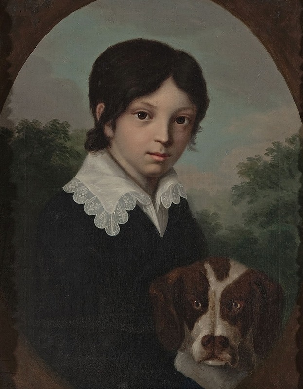 Józef Sonntag - Childhood portrait of Oleś Walicki (1805–1831) with a dog