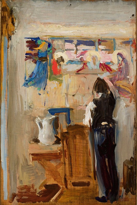 Konrad Krzyżanowski - Painter Janusz Nawroczyński in the studio, sketch