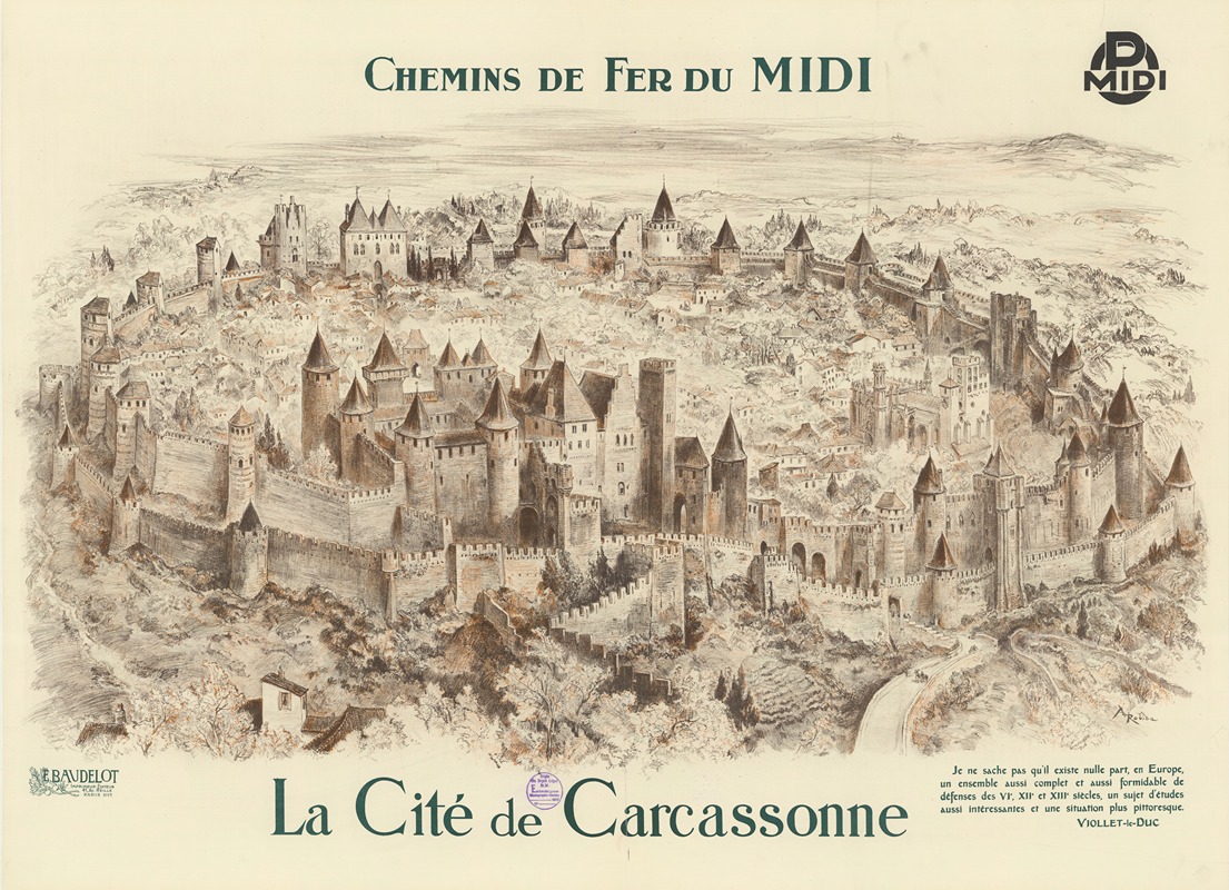 Albert Robida - Chemins de fer du Midi. La Cité de Carcassonne