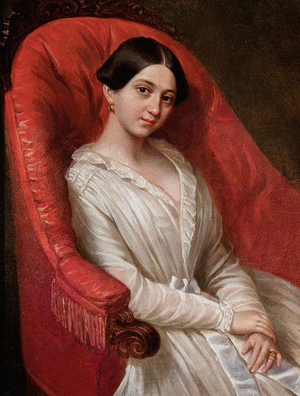 Ksawery Jan Kaniewski - Portrait of a lady in a white dress