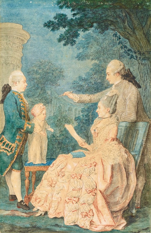 Louis Carrogis Carmontelle - Portrait of a Family Group, the Comte de Choiseul-Gouffier and Family