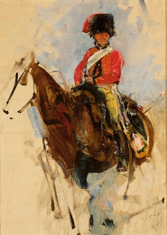 Maksymilian Gierymski - Sketch of a horseman, hussar
