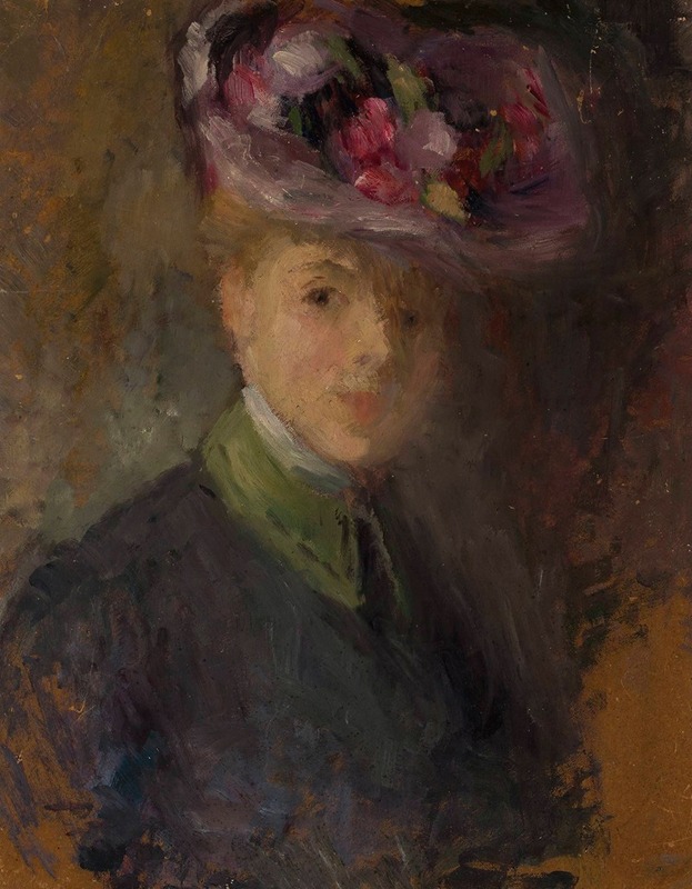 Olga Boznanska - Portrait of a woman in a hat with flowers