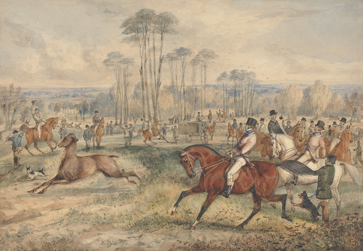 Samuel Alken - Stag Hunting: The Meet; a Hind Released From a Van