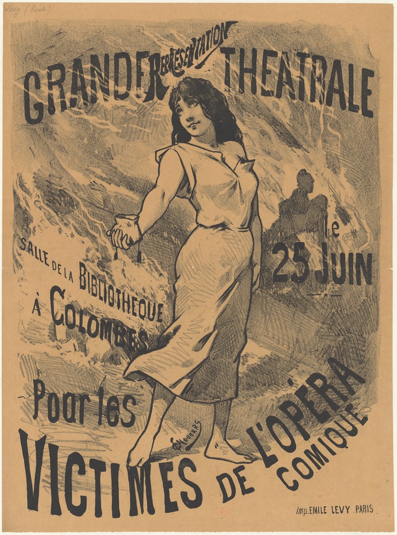 Alfred Choubrac - Grande représentation théatrale, le 25 juin 1887, salle de la bibliothèque à Colombes, pour les victimes de l’Opéra-Comique