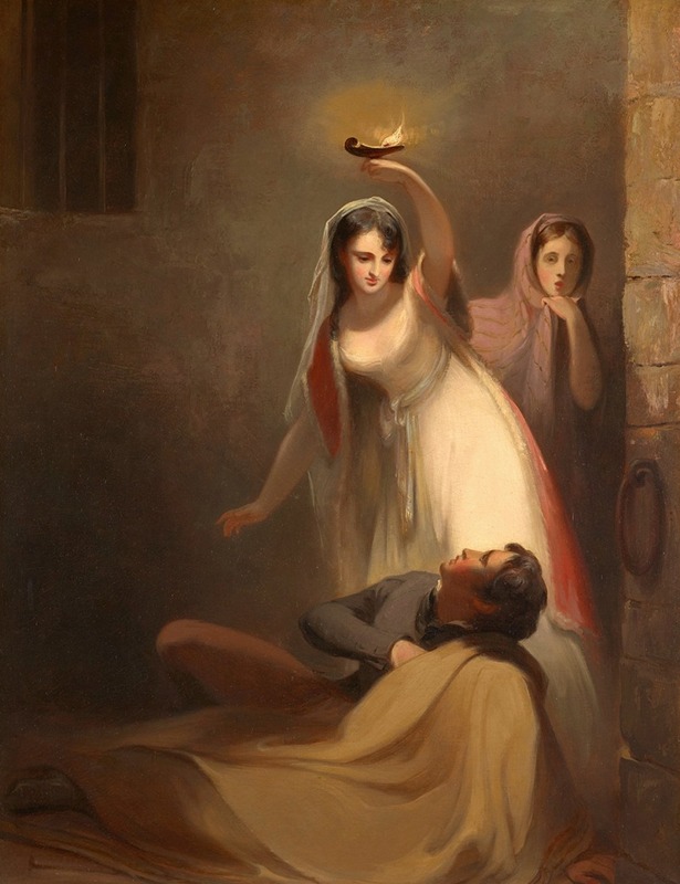 Thomas Sully - Cecelia Howard and Katherine Plowden arousing the prisoner Edward Griffith from his slumber