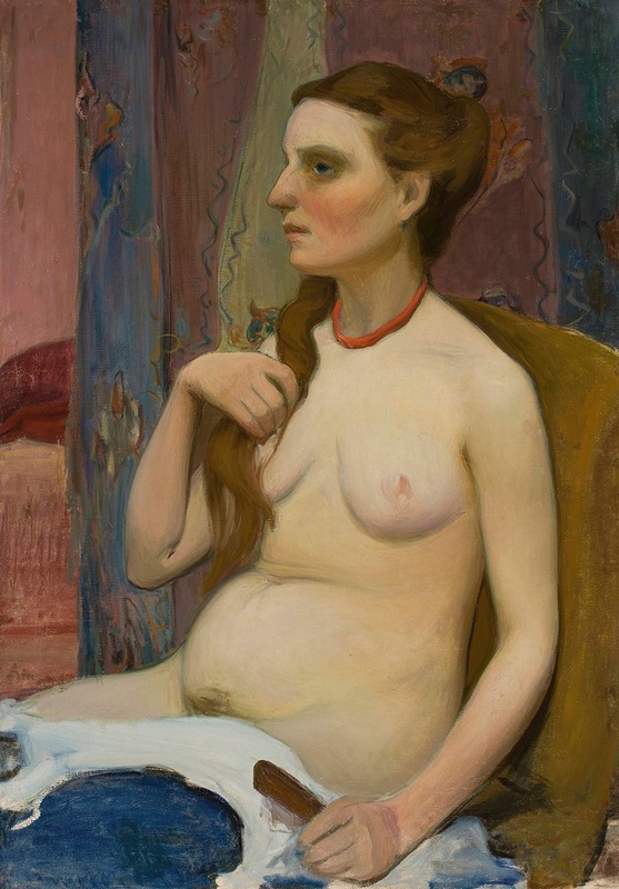 Władysław Ślewiński - Nude of a woman combing her hair