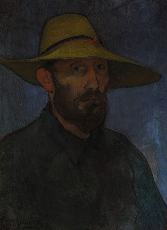 Władysław Ślewiński - Self-portrait in a straw hat