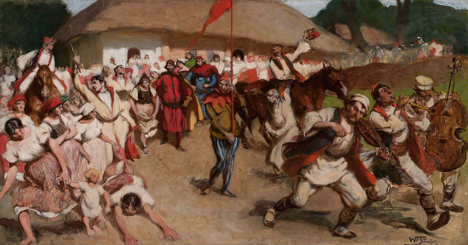 Włodzimierz Tetmajer - Folk scene – king among peasants