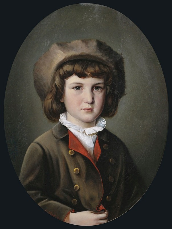 Anton Ebert - Bildnis eines Jungen in grüner Jacke mit Pelzmütze