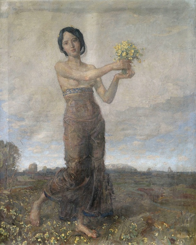 Christian Landenberger - Mädchen mit Blumenstrauß als Allegorie des Frühlings