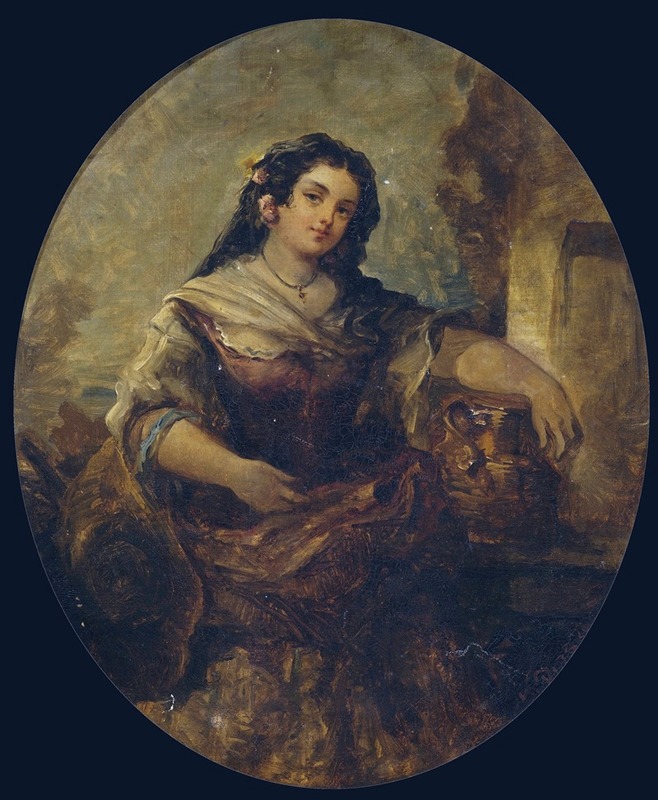 Narcisse-Virgile Diaz de La Peña - Portrait of a young girl at the well