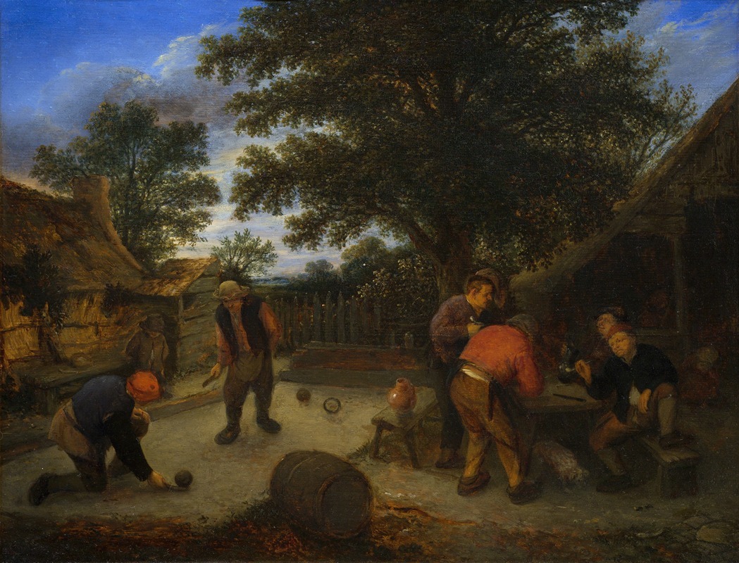 Adriaen van Ostade - Ballplayers in the inn garden