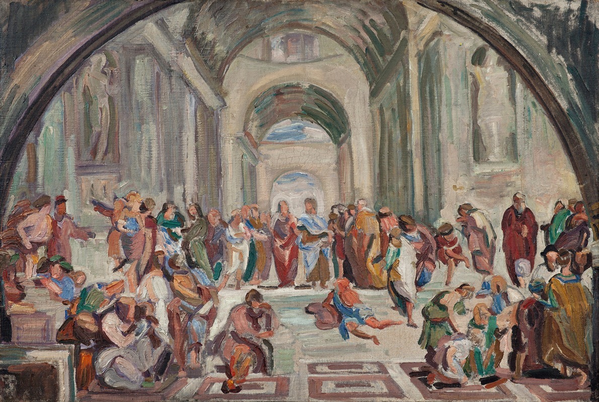 J.A. Jerichau - Copy after Rafael; The school of Athens