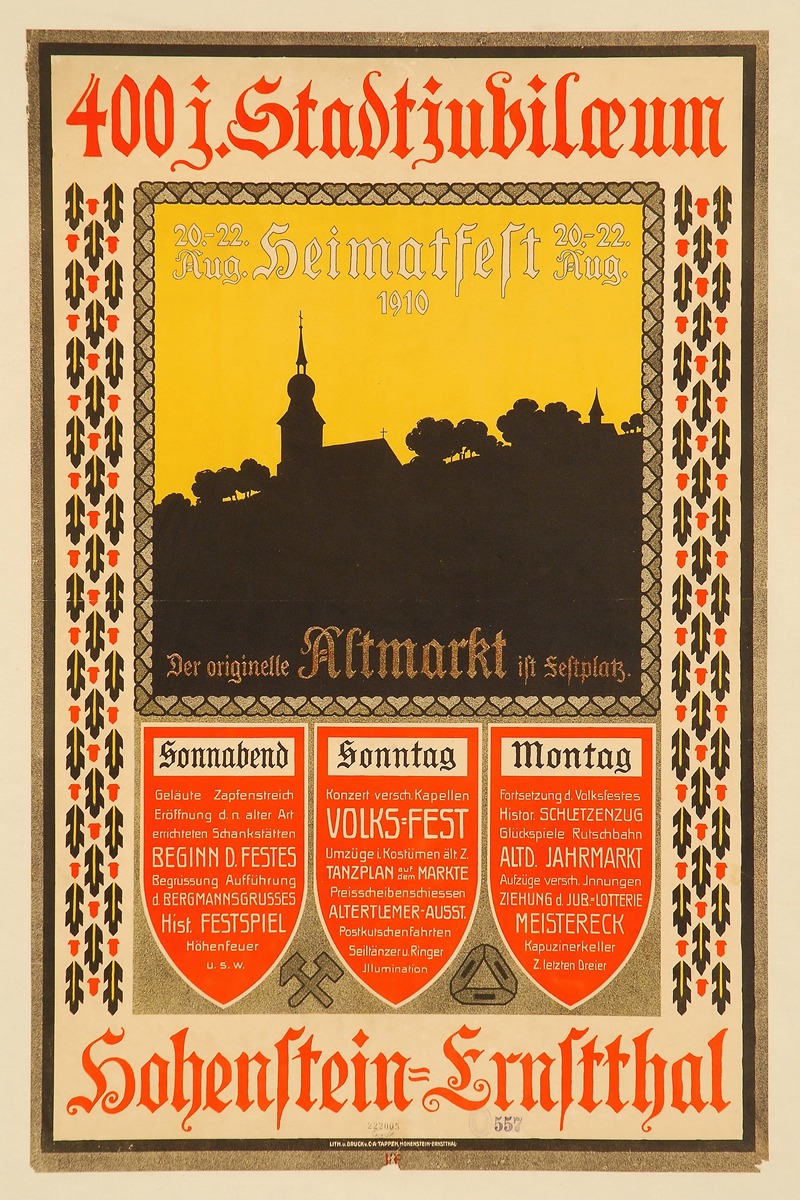 Anonymous - 400 Jahre Stadtjubilæum 20-22 Aug. 1910 Heimatfest. Hohenstein-Ernstthal