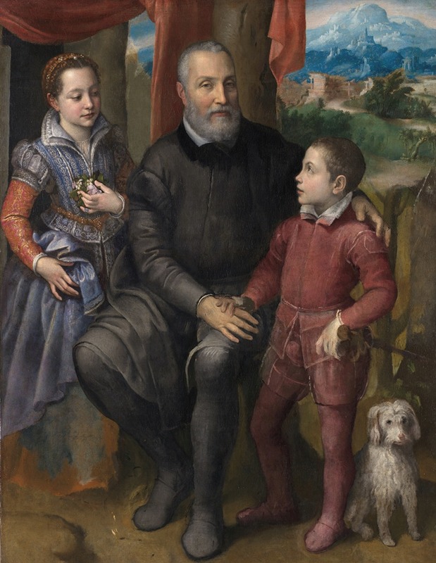 Sofonisba Anguissola - Portrait Group with the Artist’s Father Amilcare Anguissola and her siblings Minerva and Astrubale
