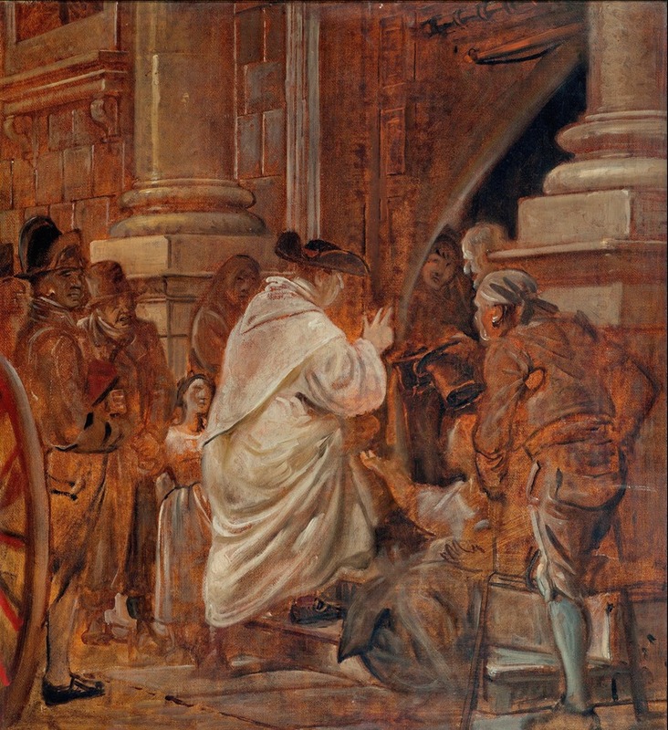 Wilhelm Marstrand - Cardinal blessing beggars at the church doors