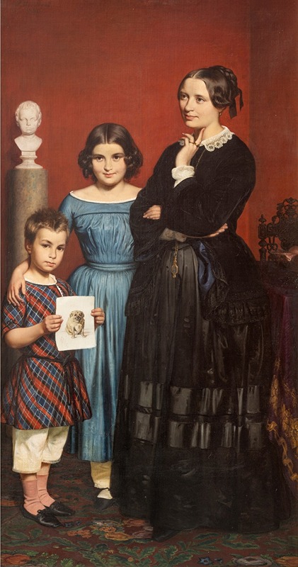 Wilhelm Marstrand - Portrait of Frederikke Vilhelmine Hage with Children