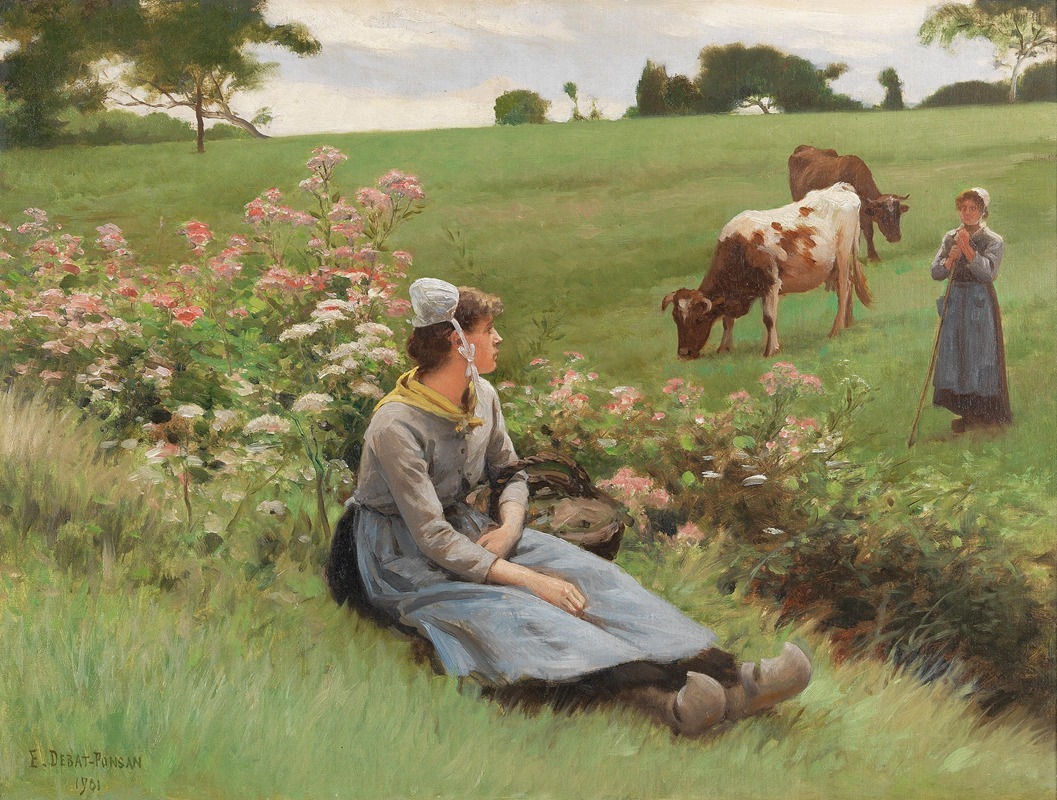 Edouard Bernard Debat-Ponsan - Resting in the Field
