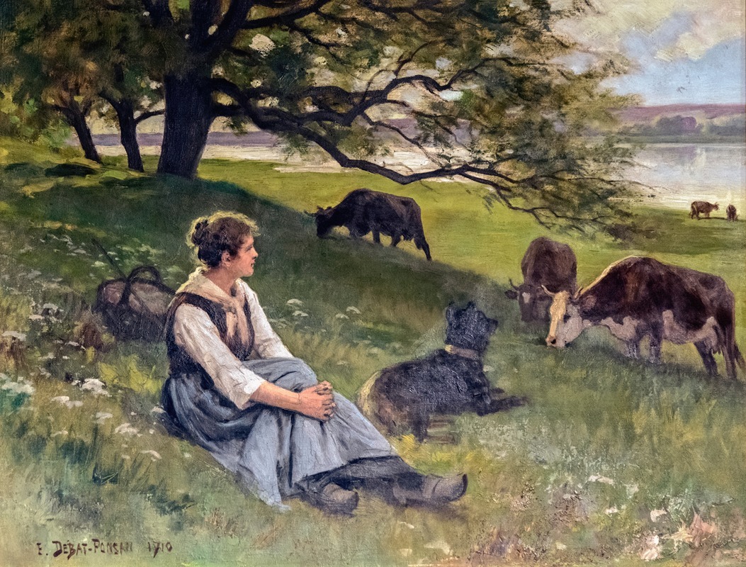Edouard Bernard Debat-Ponsan - The cowherd