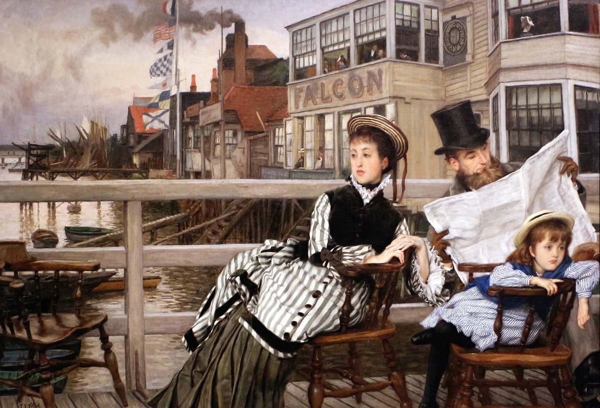 James Tissot - Waiting for the ferry at the falcon tavern