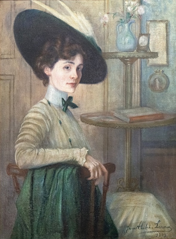Jane Atché - Self-portrait with a green hat