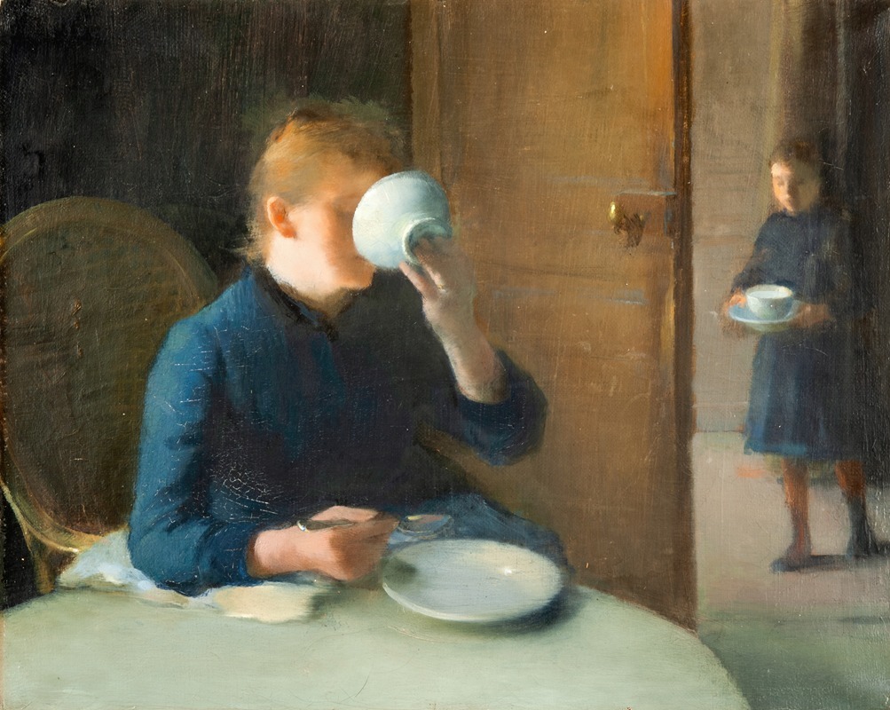 Léon Étienne Tournes - Woman drinking Coffee
