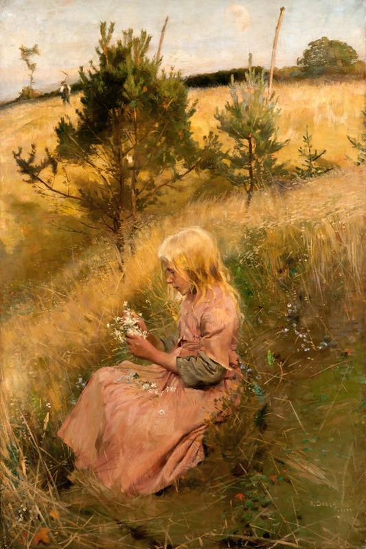 Richard Bergh - Girl Picking Flowers