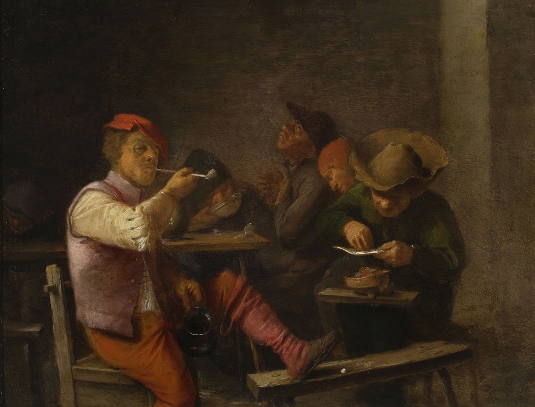 Adriaen Brouwer - Peasant smoking tobacco in a tavern