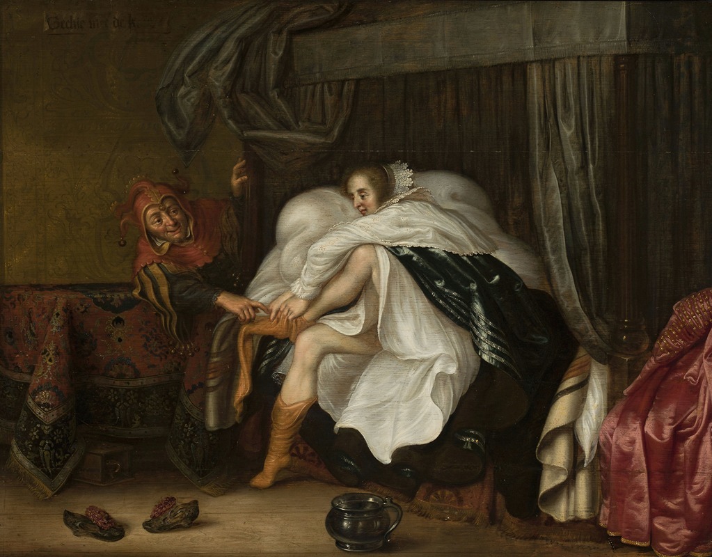 Adriaen van de Venne - Woman and a jester