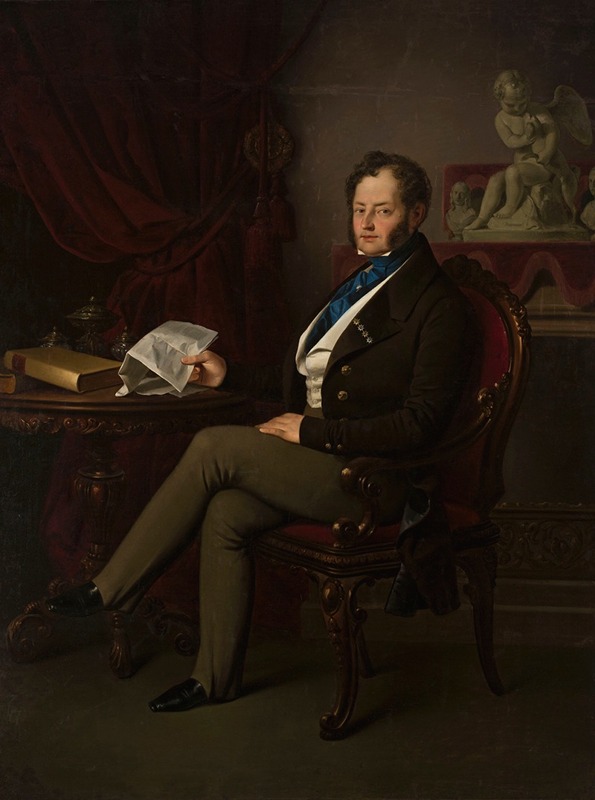 Anonymous - Portrait of Władysław Branicki, seated with a letter in his hand