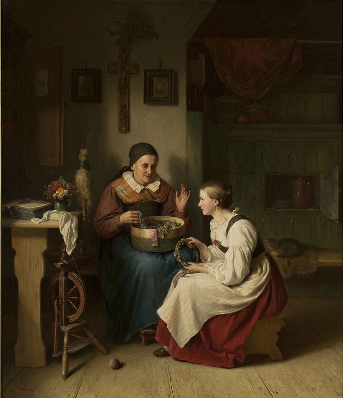 August Heinrich Niedmann - Grandmother with her granddaughter