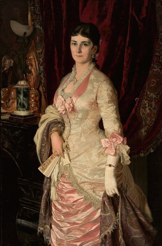 Bolesław Łaszczyński - Portrait of a lady in a satin dress