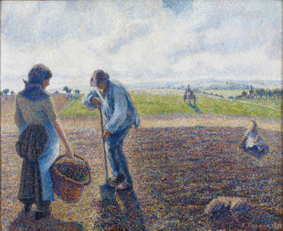 Camille Pissarro - Paysans dans les champs, Éragny (Peasants in the Fields, Éragny) 