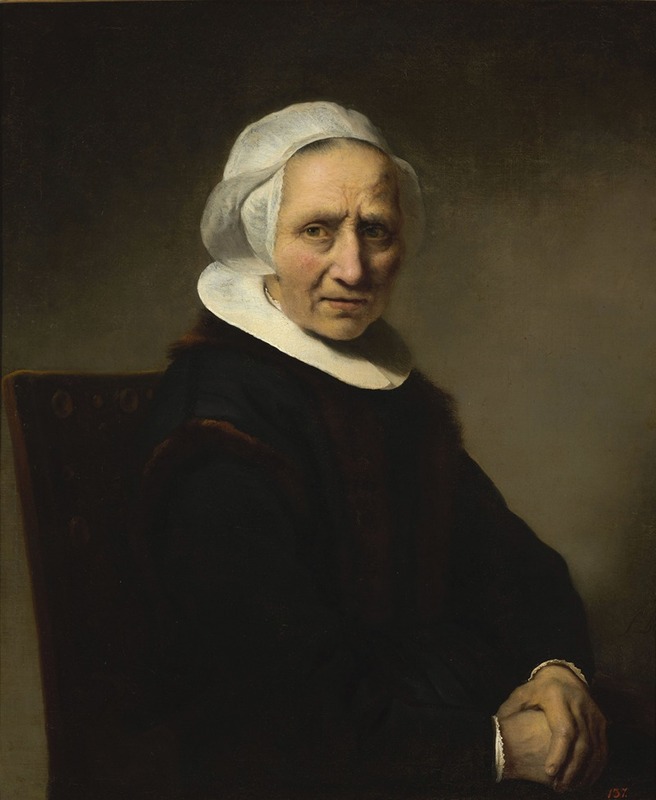 Ferdinand Bol - Portrait of an old woman in a white cap