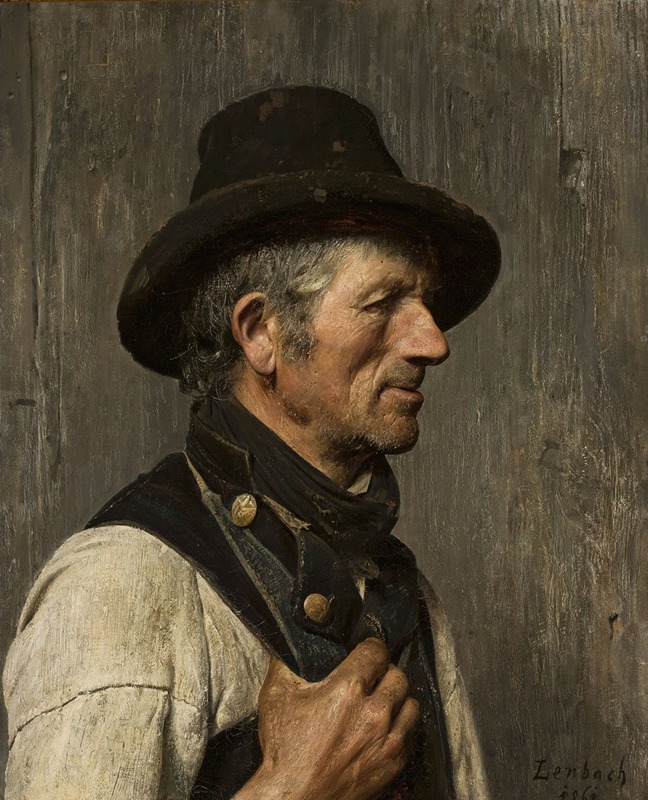 Franz von Lenbach - Portrait of a peasant in a hat