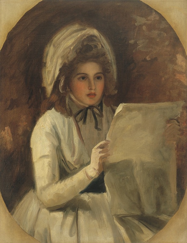 George Romney - Lady Hamilton as ‘Serena’ Reading a Newspaper