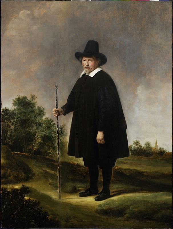 Govert Flinck - Portrait of a man against landscape