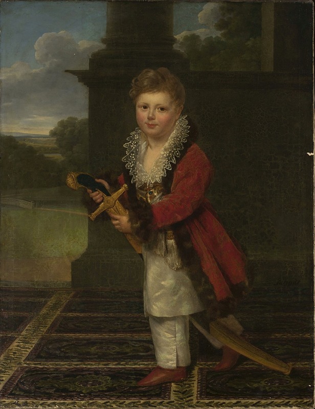 Henri-François Riesener - Childhood portrait of Zygmunt Krasiński (1812–1859) in the Polish costume with his father’s sword