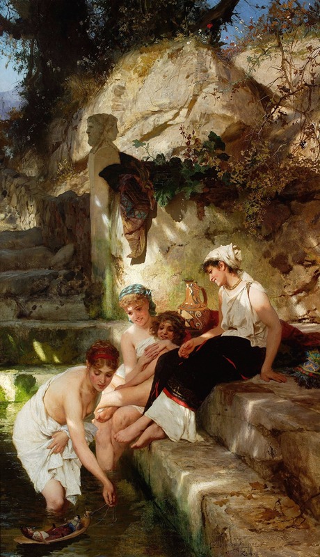 Henryk Siemiradzki - Roman idyll – Before the bath