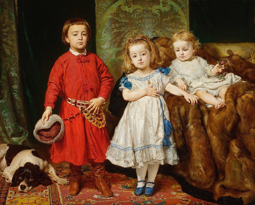 Jan Matejko - Portrait of artist’s three children, Tadeusz, Helena and Beata