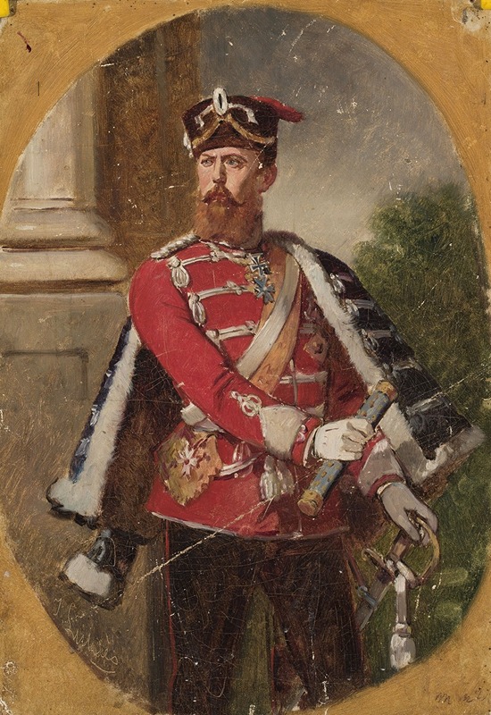 Jean Lulvès - Portrait of a man in the uniform of the Imperial Guard hussar officer