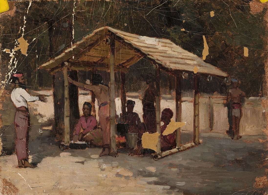 Jean Lulvès - Scene in an Arab village