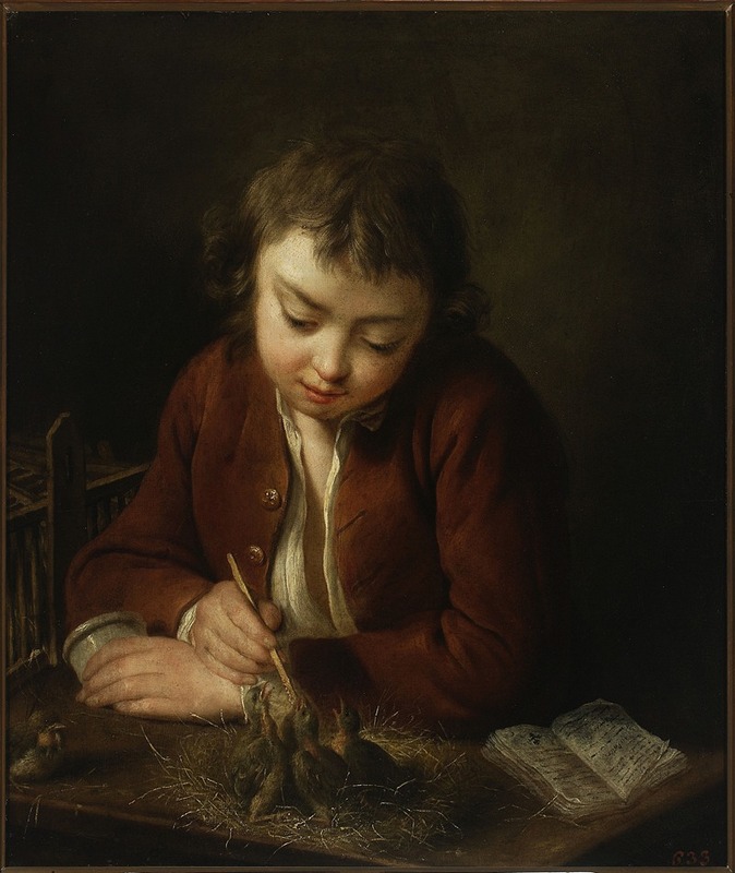 Jean-Baptiste Charpentier - Boy feeding chicks