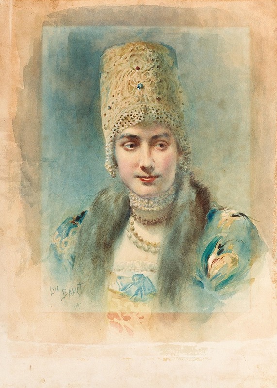 Léon Bakst - Girl Wearing a Kokoshnik and Pearl Choker