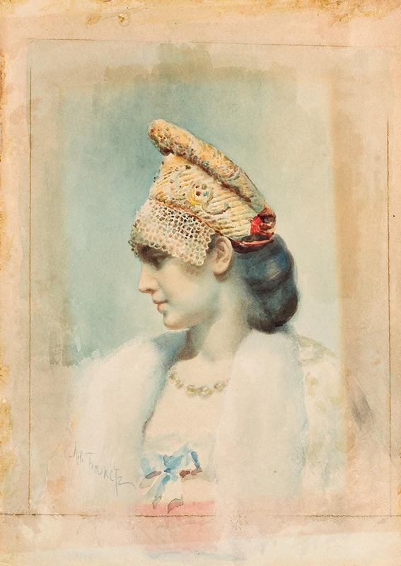 Léon Bakst - Portrait of a Girl Wearing a Kokoshnik in Profile