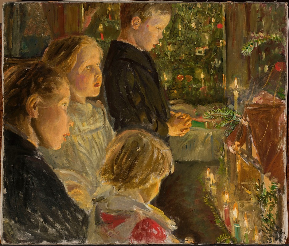 Leopold von Kalckreuth - Children by the Christmas tree
